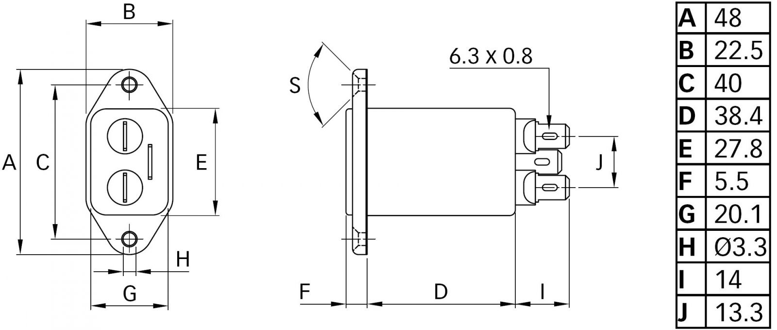 מסנן SCHAFFNER EMI RFI IEC FN9233
